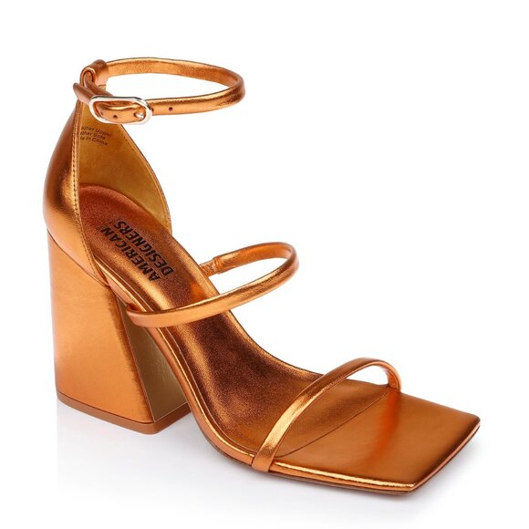 American Designers by Badgley Mischka Sly Metallic Block Heel in Orange - Picture 3 of 5